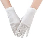 JISEN Women Banquet Party Wedding Bridal Dance Opera Short Satin Colorful Gloves White