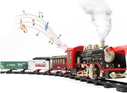 Train Set with Smoke, Sound and Light, Electric Train Track Toy Under Christmas Tree, Christmas Birthday Gift for 3 4 5 6 7 8+ Year Old Kids, Toddlers, Boys and Girls