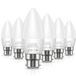 LOHAS-LED B22 LED Candle Bulb Bayonet Cap, 500LM, 5.5W B22 Candle Light Bulb, 60W Incandescent Bulb Equivalent, Warm White 3000K, Non Dimmable, 180 Degree Beam Angle, 6 Pack