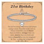 KORAS 21st Birthday Gifts for Her, Heart Charm Bracelet 21st Birthday Bracelet Gifts for 21 Year Old Girls, Women 21st Birthday Presents for Her