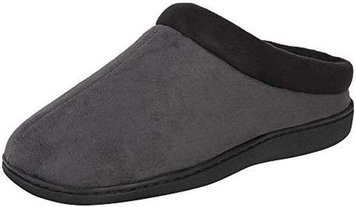 Hanes Men's Memory Foam Indoor Outdoor Microsuede Clog Slipper Shoe with Fresh Iq, Grey, Medium