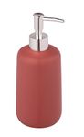 Allstar Olinda Soap Dispenser, Refillable Soap Dispenser in Conical Shape, Hand Soap Dispenser in Matte Finish, Made of Ceramic, Pump Attachment Silver, Capacity 500 ml, 8 x 20 x 7.7 cm, Red