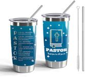 Pastor Gift Pastor 20oz Tumblers with Lid and Straw Appreciation Gifts for Pastor Vacuum Insulated Tumbler Religious Gifts Pastor Coffee Mug (Tumbler-PASTOR book)