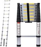 Aluminum Telescoping Ladder 16.4ft Straight Extension Folding Ladder Portable Lightweight for Home Loft Office 330lbs Load Capacity EN131 Certificated with Anti-Slip Rubber Feet 13 Steps