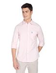 U.S. POLO ASSN. Mens Solid Oxford Fs Shirts (Usshtfx0014_Pink_S, Regular Fit)