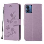 Wuhaizher Motorola Moto G14 Case Shockproof Leather Wallet Book Flip Folio Magnetic Clasp Stand View Case for Motorola Moto G14 Phone Cases Shockproof Cover Cute Lotus Pattern, Light Purple