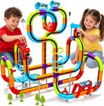 Electric Train Set for Kids - 138PCS 3D Infinity Racer Magnetic Train Set with 2 Klickrail Electric Trains, STEM Train Set Toys Birthday Gifts for Boys Girls Age 3 4 5 6 7 8 Years Old
