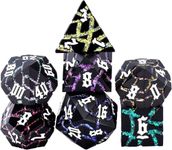 Maywin Dice Set D&D,Dungeons and Dragons Metal Dice Set with Box, Crack Glitter Polyhedral Dice for Role Playing Game (Matte Black 7 Colors)