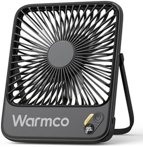 Warmco 10000mAh Portable Travel Fan 7-inch, [10-24H Runtime] Ultra-thin Digital Display Small Desk Battery Operated Fan for Camping, Office, Bedroom, Cruise Essentials 2025