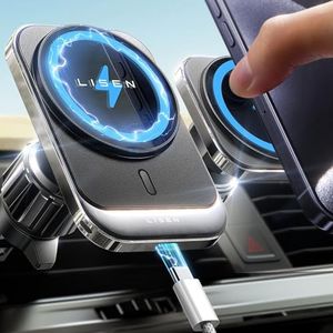 LISEN for MagSafe Car Mount Charger for iPhone 15, 15W Wireless Universal Vent Charger for iPhone Car Accessories Magnetic Phone Holder Mount, Fits iPhone 15 Pro Max Plus Mini 14 13 12