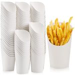 Lawei 100 Pack French Fries Cup, 16 oz Disposable French Fries Holder, Take-out Party Baking Supplies Waffle Charcuterie Cups, French Fry Containers Boxes Wedding Paper Cones for Food, White