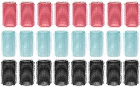 MIJOMA Lot de 24 bigoudis adhésifs - Bigoudis auto-adhésifs pour de belles boucles - Rouleaux à cheveux en vert menthe, rose, noir - Coiffure sans chaleur (diamètre 30 mm)
