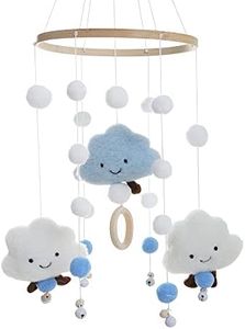 Mobile Bébé Bois avec Boules de Feutre Chambre de Bébé Cloche de Lit Suspendue 3D Cloches Feutre Mobile Carillon Nouveau-né Garçon Fille Pendentif Lit Bébé Table à langer Décor
