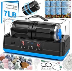 KomeStone Ultra Quiet Brushless Rock Tumbler Kit – 7LB Dual Barrel Polisher with Noise-Canceling Cover, Complete Gemstone & Jewelry STEM Set for Adults & Gift