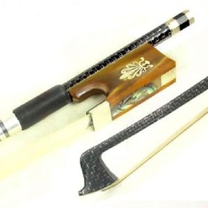 D Z Strad Violin Bow - Model 580 Carbon Fiber with Ox Horn Peacock Frog