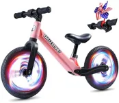 EagleStone Colorful Lighting Toddler Balance Bike 2 Year Old,Lightweight Toddler Bike with Inflatable Tires and Adjustable Seat, 2 3 4 5 Year Old Boys Girls Birthday Gift,Pink