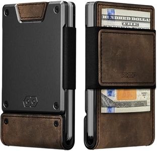 PROOF Wallet for Men | Slim Minimalist Wallets for Men | Top Grain Leather and Dark Gun Metal | RFID Wallet | Card Holder | Small Wallet for Front or Back Pocket | Gift Box Included | Veteran Owned