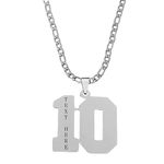 M Men Style 316 Stainless Steel 18K Customize Your 10 Jersey Number Necklace Sports Cricket Soccer Football Basketball Baseball for Boys Men Girls