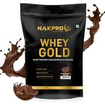 NAKPRO Gold Premium Whey Protein 1kg Chocolate | Isolate & Concentrate, 27g Protein, 6g BCAA | 100% Authentic Supplement Powder & No Adulteration | Fast Absorbing Whey Protein Powder