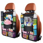 URAQT Car Organiser Car Seat Organiser, Car Back Seat Organizer for Kids, Kick Mats Back Seat Protector with 10 Inch Touch Screen Tablet Holder, 8 Pockets, Kids Toy Storage, Black (2 pc)