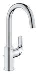 GROHE Swift QuickFix – Basin Mixer with Pop-Up Waste Set (L-size 331 mm, Swivel Spout, 28mm Ceramic Cartridge Energy & Water Saving, Tails 3/8 Inch, Easy to fit with GROHE QuickTool), Chrome, 24330001