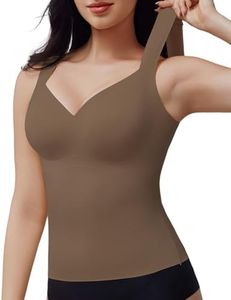 USEASY Sleeveless Shapewear for Women Shaper Tanks for Women Shapewear Tops Wide Strap Tank Top Slimming Bodysuit Dark Brown M