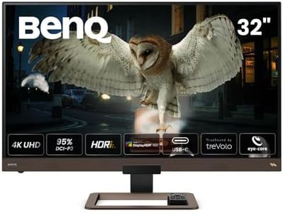 BenQ EW3280U 32 Inch 4K IPS Monitor with 2.1 Speaker System, Built-in Woofer, Remote Control, USB-C (60W PD), FreeSync, Custom Audio Modes, Edge-to-Edge Display – Metallic Grey