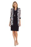 R&M Richards Womens Knit Jacket Two Piece Dress, Eggplant/White, 16
