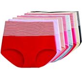 PLUMBURY Women's Cotton High Waist Full Coverage Hipster Panty, Size L (Pack of 3 Panty) Assorted