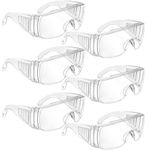 6 Pairs Clear Safety Glasses Over Glasses Goggles Anti- Fog/Scratch Eye Protective Polycarbonate Eyewear Safety Goggles for Shooting, Labs, Outdoor, Workplaces Safety Eye Protection (6 PCS)
