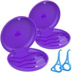 BVN Retainer Case with Aligner Removal Tool (2 Pack), Portable Mouth Guard Case & Denture Box, Slim Orthodontic Retainer Container for Invisalign and Mouthguards, Includes 2 Aligner Hooks - purple
