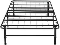Foldable Twin XL Metal Bed Frame with 13-Inch Underbed Storage, Fully Assembled Steel Platform No Box Spring Needed, Squeak-Free 600 lb Capacity for Stress-Free Setup and Small Spaces, Black