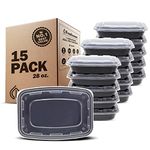 Freshware Meal Prep Containers [15 Pack] 1 Compartment with Lids, Food Storage Bento Box | BPA Free | Stackable | Lunch Boxes, Microwave/Dishwasher/Freezer Safe, Portion Control, 21 day fix (28 oz)