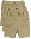 The Children's Place Baby Boys' and Toddler Stretch Chino Shorts, Flax 3-Pack, 3T