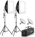 RALENO Softbox Lighting Kit, 20X20-Inch Photography Lighting Kit with LED Bulbs(60W | 5500K | CRI>97 | 3m Cable) & 80'' Tall Light Stands, Soft Box for Recording/Portrait Photography | Model: PS70