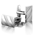 CIOUYAOS Cufflinks for Men, cuff links with box, personalised men's silver cufflink Gift for Wedding Business Shirt (silver)