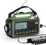 Mesqool Portable Wind Up Hand Crank and Solar Powered Radio with USB Phone Charger, Emergency Radio with SOS Alarm and Flashlight, AM/FM/SW Radio with 12000mAh Rechargeable Battery for Outdoor