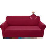 Granbest Latest Jacquard 3 Seater Sofa Cover Super Soft Stretch Non-Slip Sofa Slipcovers Four Seasons Universal Furniture Protector Cover for Dogs, Cats, Pets (3 Seater, Wine Red)