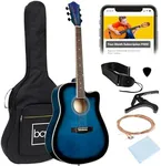 Best Choice Products 41in Beginner Acoustic Guitar Full Size All Wood Cutaway Guitar Starter Set Bundle with Case, Strap, Capo, Strings, Picks - Blue