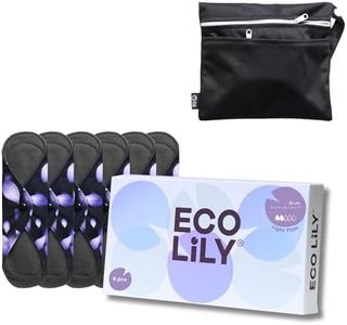 6 Eco Lily serviettes hygiéniques réutilisables | Serviettes hygiéniques lavables, imperméables et absorbantes pour les règles légères | Sac de rangement inclus