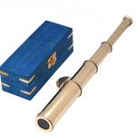 Nautical Shiny Brass Handheld Telescope Blue Wooden Box Pirate Spyglass Sailor Scope Antique Pirate Telescope Home & Table Decor