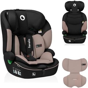 LIONELO Levi i-Size siege auto de 9 à 36 kg, groupe 1 2 3, protection latérale, protection pour la tête, ceintures à 5 points, appui-tête réglable, insert Dri-Seat (NOIR)