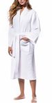 Turquaz Linen Lightweight Long Waffle Kimono Unisex Spa Robe (Small/Medium, White)