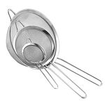 AEX 3X Fine Wire Mesh Kitchen Sieve Set Stainless Steel Food Strainer & Flour Sieve for Baking Sifter Sifter| sieves for Cooking | Rust Free Seive