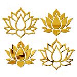 Wall1ders Lotus Flower Mirror Stickers for Wall, Acrylic Mirror Wall Decor Sticker, Wall Mirror Stickers, Acrylic Stickers, Wall Stickers for Hall Room, Bed Room, Kitchen. (Pack of 2) (Golden)