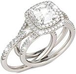 Jeulia Brilliant Classic Band Rings Sets for Women 925 Sterling Silver Fashion Ring Sets Wedding Engagement Anniversary Promise Ring Bridal Sets Jewelry (7.0(U.S))