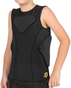 DGQY 10MM EVA Foam Protective Vest for Kids - Youth Padded Shirt for Football, Baseball, Hockey Sleeveless Chest Protector with Rib, Sternum & Back Guards Moisture Wicking & Breathable