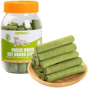 Cat Grass Teething Stick - 80g Natural Freeze Dried Cat Grass Stick Cat Treats Snacks Edible Cat Chew Toys for Hairball Removal Teeth Cleaning