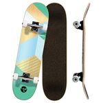 Yocaher Skateboards 31" x 7.75" or 8.25" or Cruiser Skateboard w/Pro Maple Skate Board Deck ABEC-9 Bearing (Complete-02-7.75" - Geometric Green, 7.75)