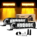 Nilight Led Light Bar Amber 2Pcs 7 Inch 30W Spot 3000LM Super Slim 3D Driving Fog Off Road Work Light Pods for Trucks Pickup SUV ATV UTV Boat 4x4 Van Camper- 2 Style Mounting